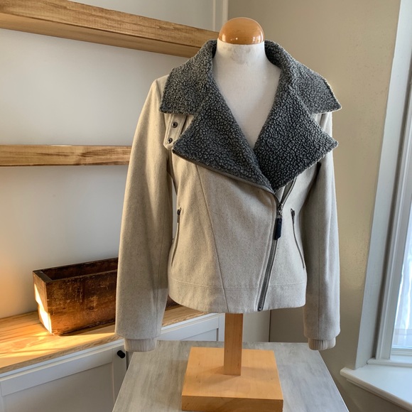Anthropologie Cartonnier Sherpa Wool Blend Moto - Picture 1 of 10